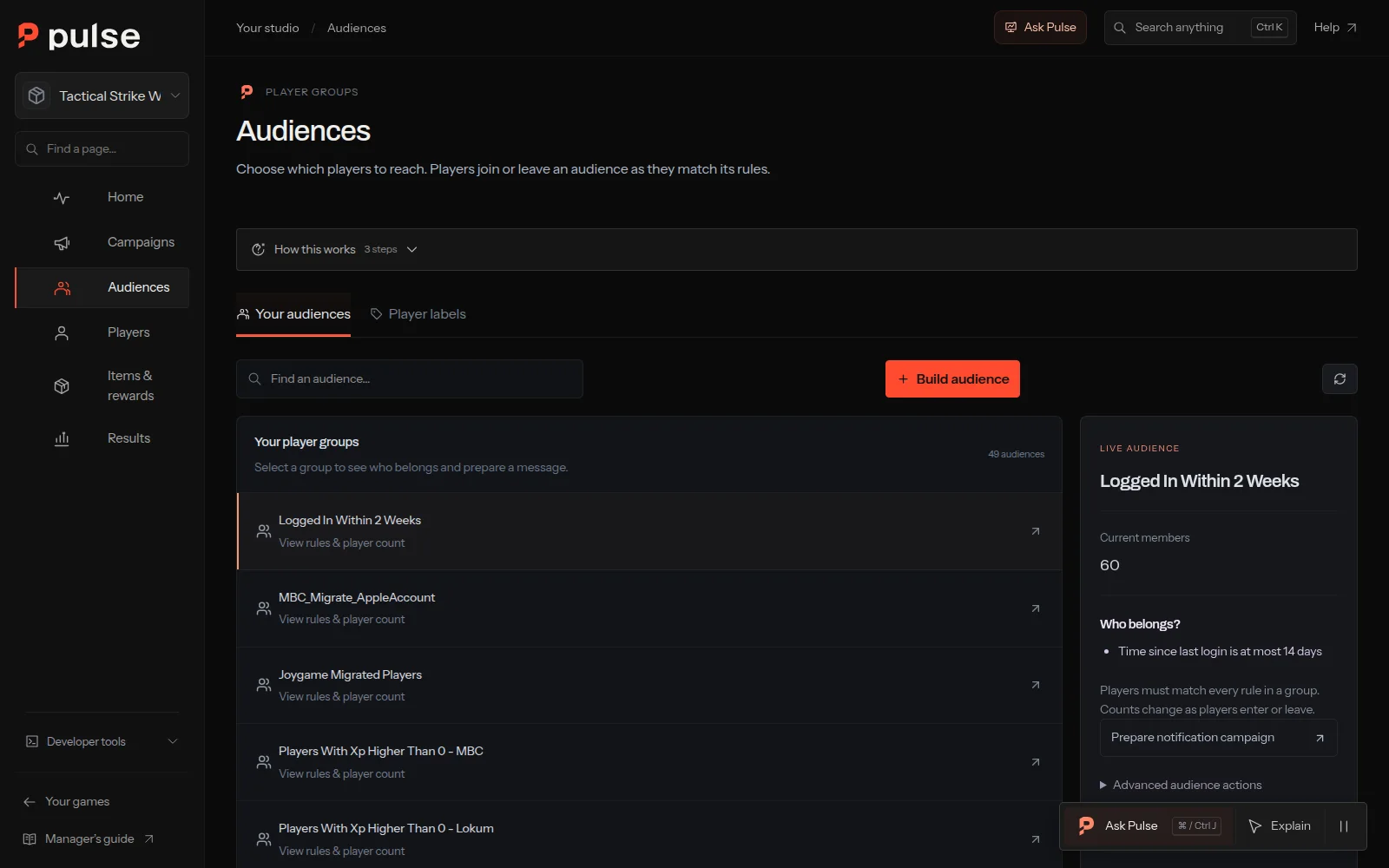 Pulse, find an audience