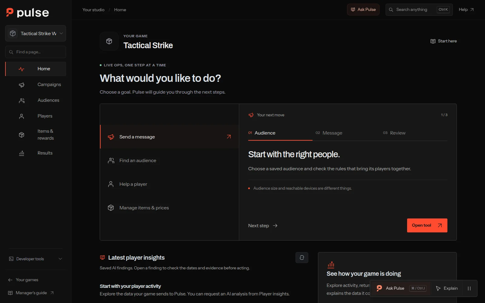 The Pulse workspace